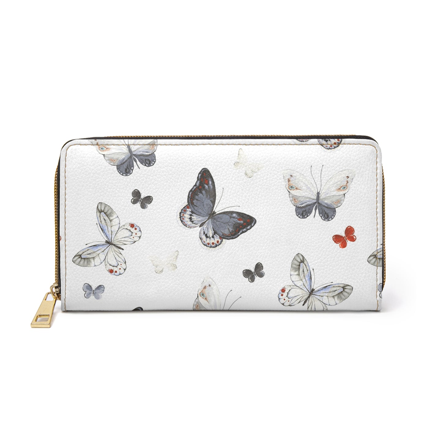 Custom Butterfly Print Zipper Wallet - Elegant & Functional Fashion Accessory