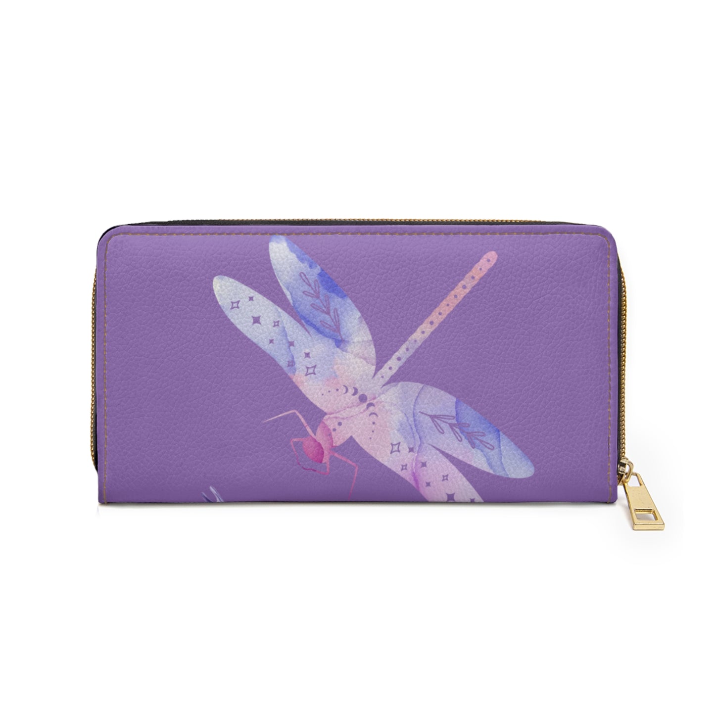 Dragonfly and Purple Zipper Wallet