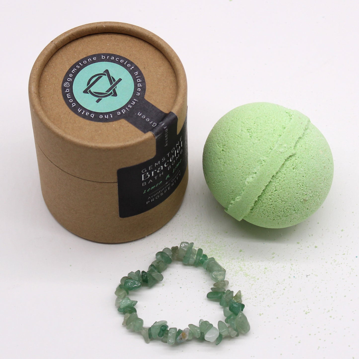 Green Aventurine Gem Bracelet Bath Bomb - Calico pony Creations