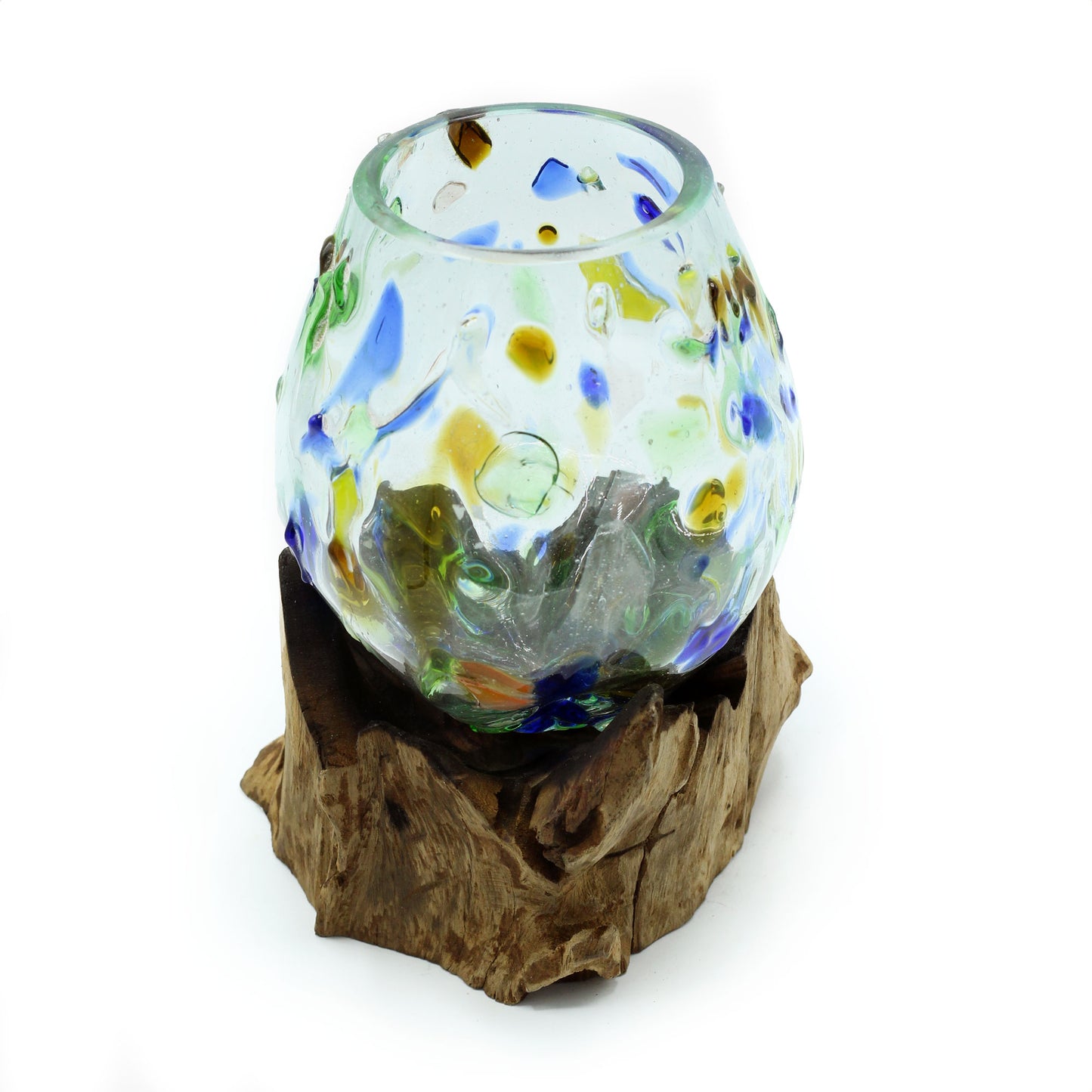 Molten Colored Glass on Wood - Medium Bowl - Calico pony Creations