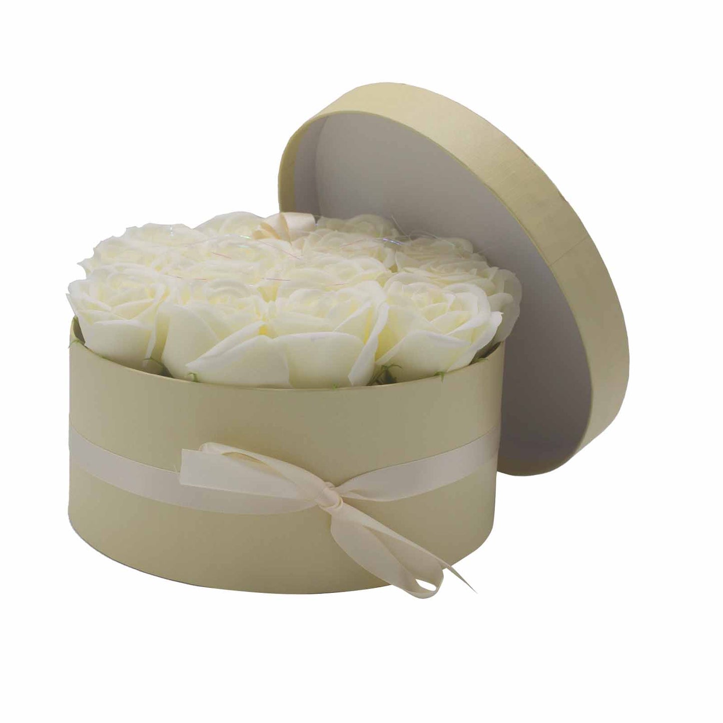 Soap Flower Gift Bouquet - 14 Cream Roses - Round - Calico pony Creations