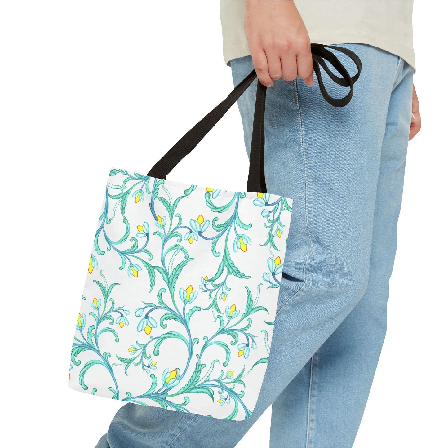 Turquoise FloralTote Bag, Floral Design, Cowgirl Chic Shoulder Bag, Shopping Tote - Calico pony Creations