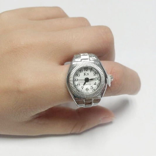 Simple Alloy Watch Ring Creative Watch - Calico pony Creations
