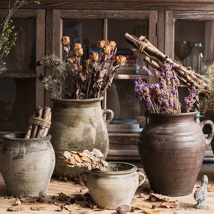 Retro Antique Pottery Flowerpot Ornaments - Calico pony Creations