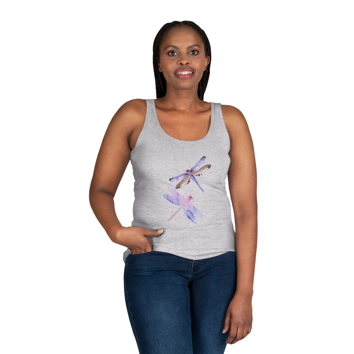 Dragonfly Print Women's Tank Top, Summer Top, Casual Wear, Gift for Her, Nature