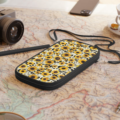 Sunflower Passport Wallet, Travel Organizer, Floral Travel Accessory, Travel