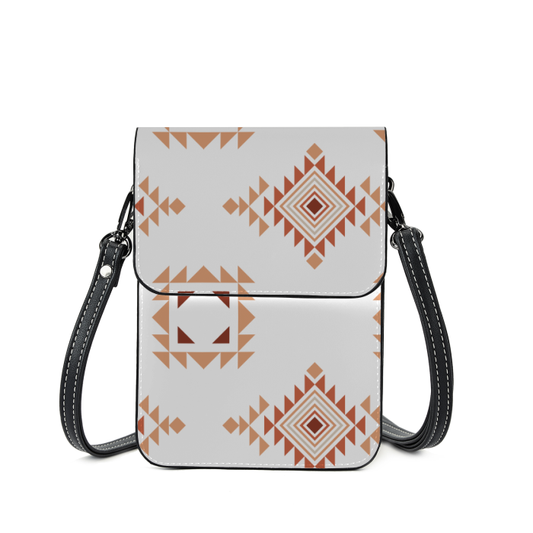 Western Southwestern Leather Phone Bag, Handcrafted, Durable, Boho, Rustic, Vintage Crossbody, Tribal, Festival, Eco-Friendly, Cowboy Style