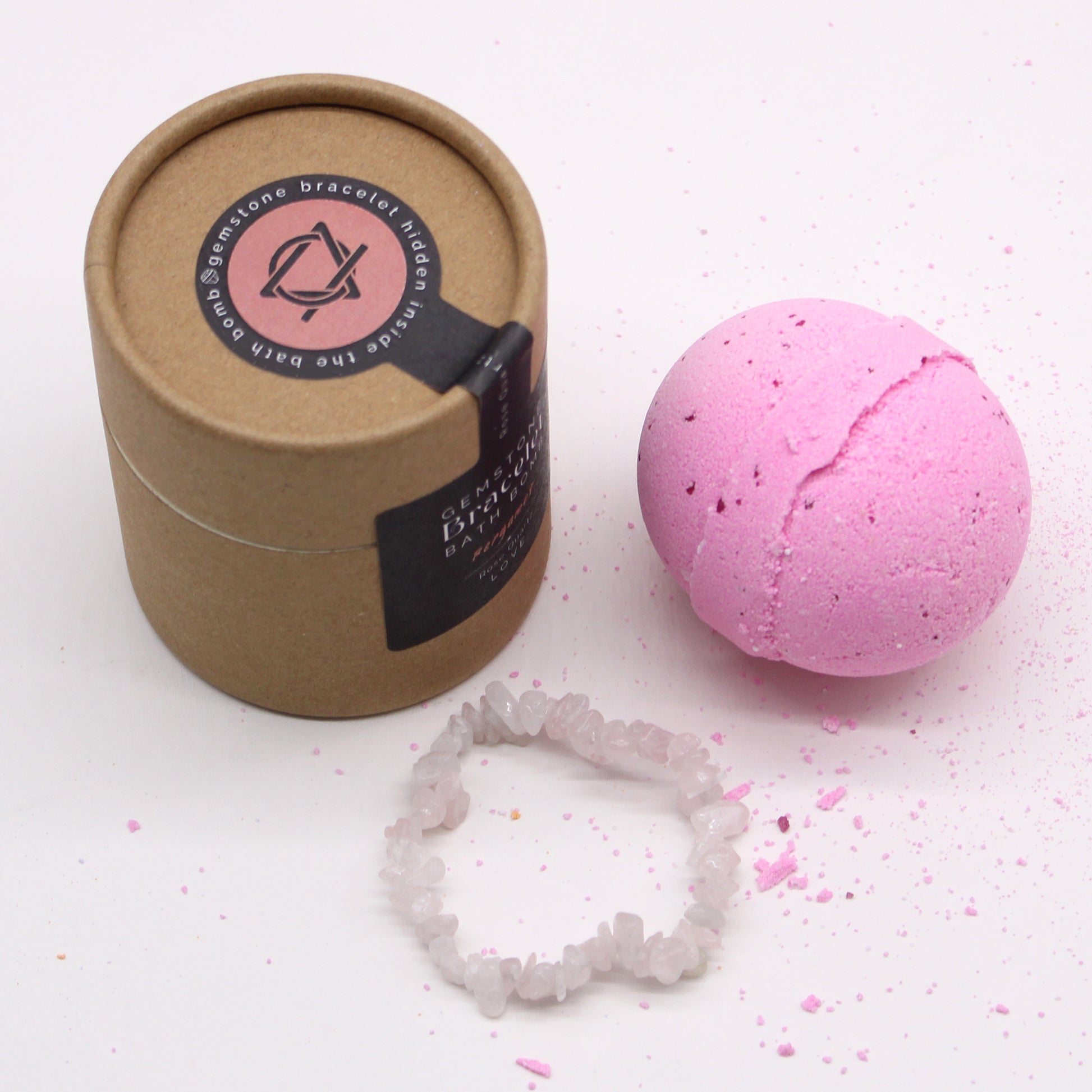 Rose Quartz Gem Bracelet Bath Bomb - Calico pony Creations